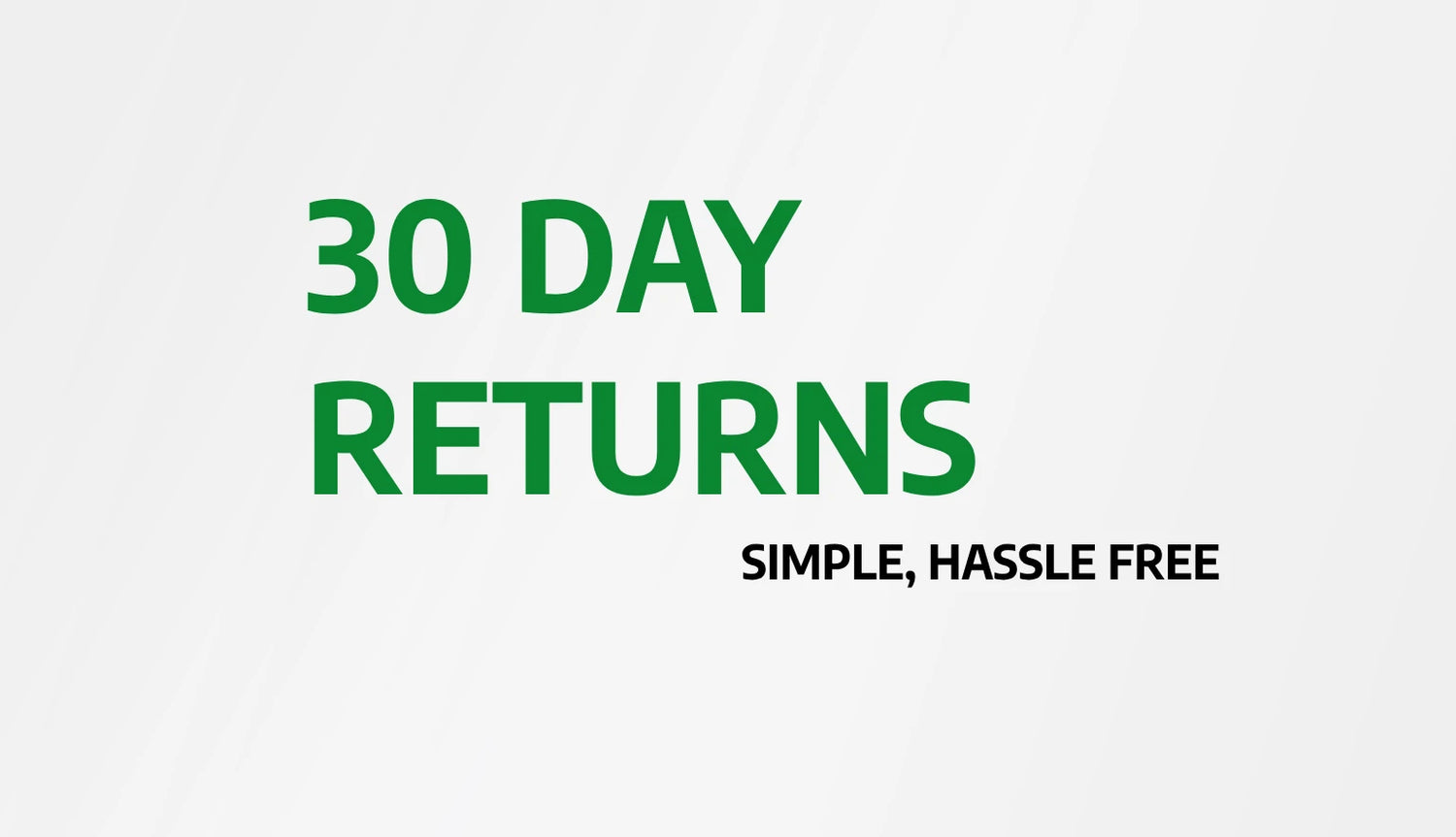 30 Day Returns Simple and Hassle Free Banner