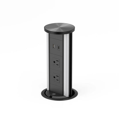 V16B: Black Pop Up Outlet with Light & 65w USB-C
